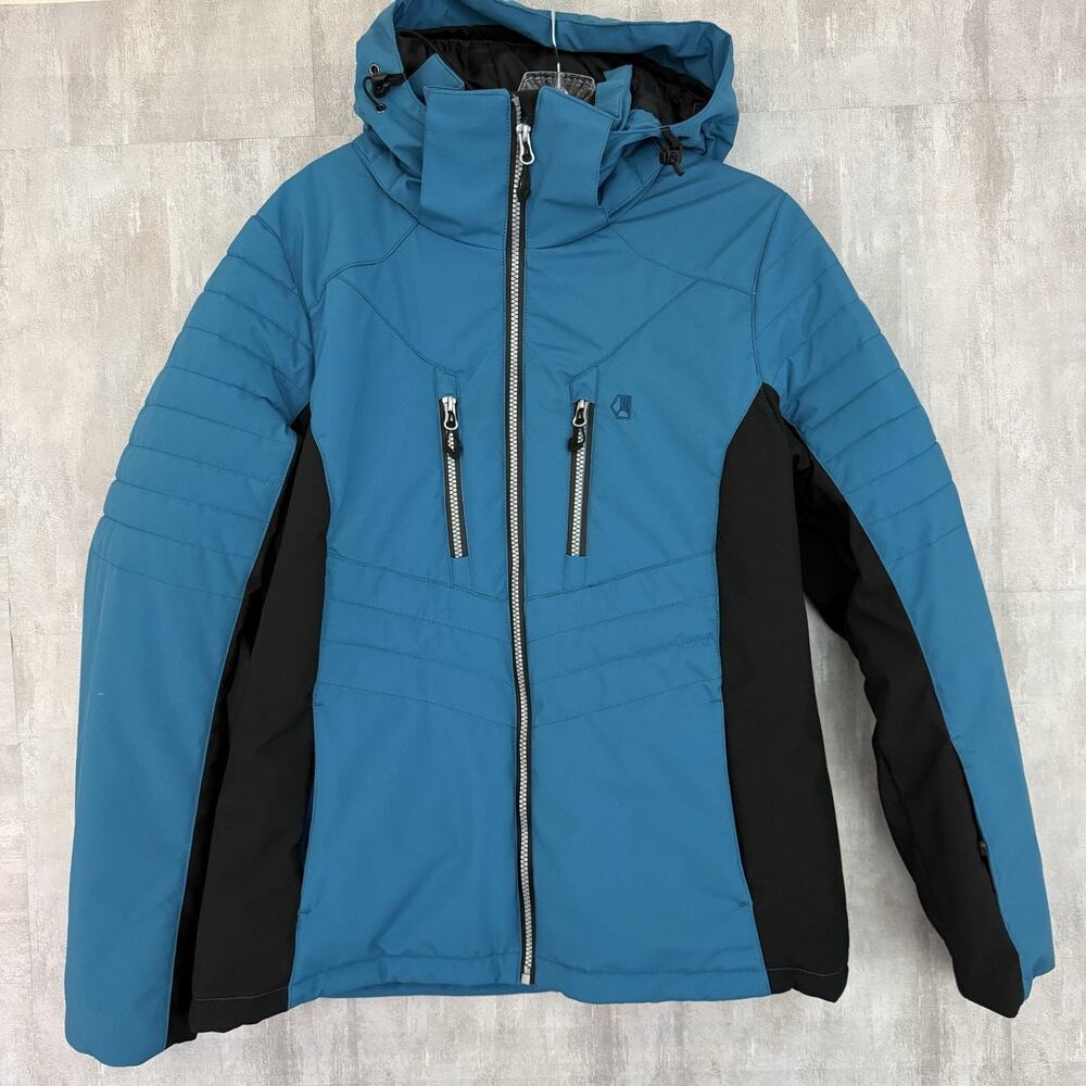 LIQUID We Play Jacket Womens Sz Large Winter Puffer SKI Snowboard Hooded Blue